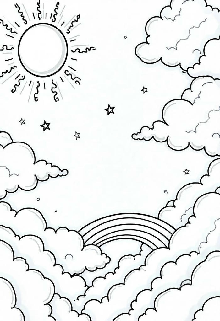 tranh tô màu mây miễn phí