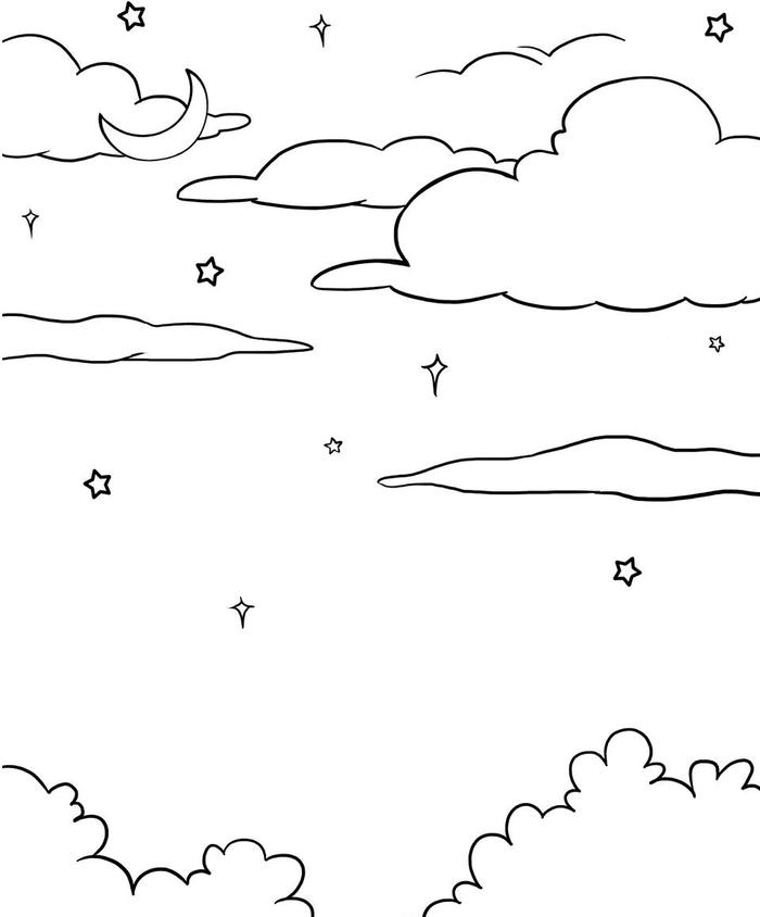 tranh tô màu mây rõ ràng