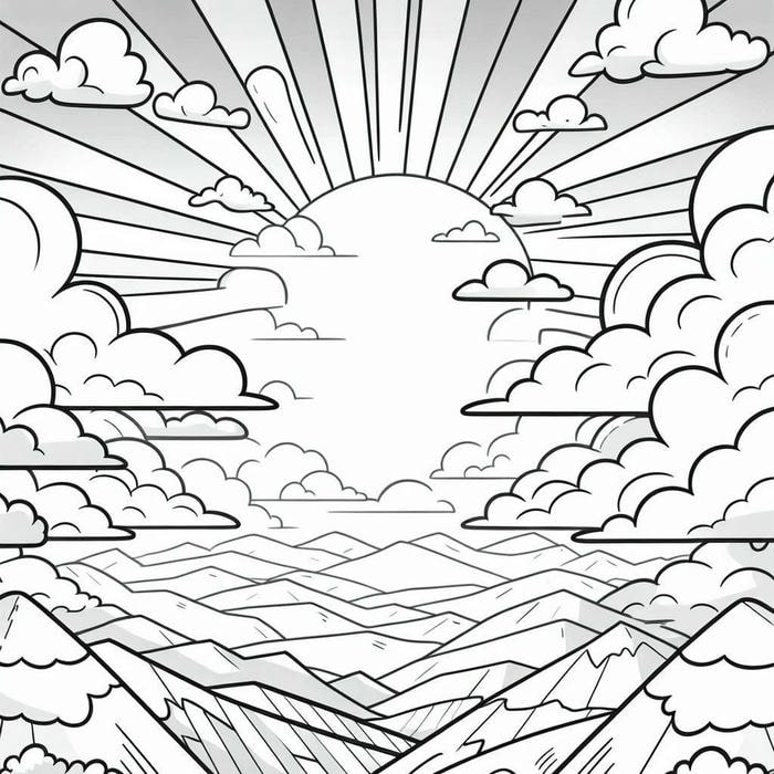 tranh tô màu mây trời