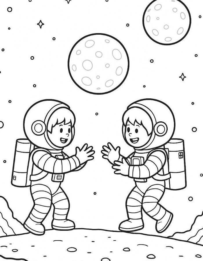 tranh tô màu phi hành gia cute