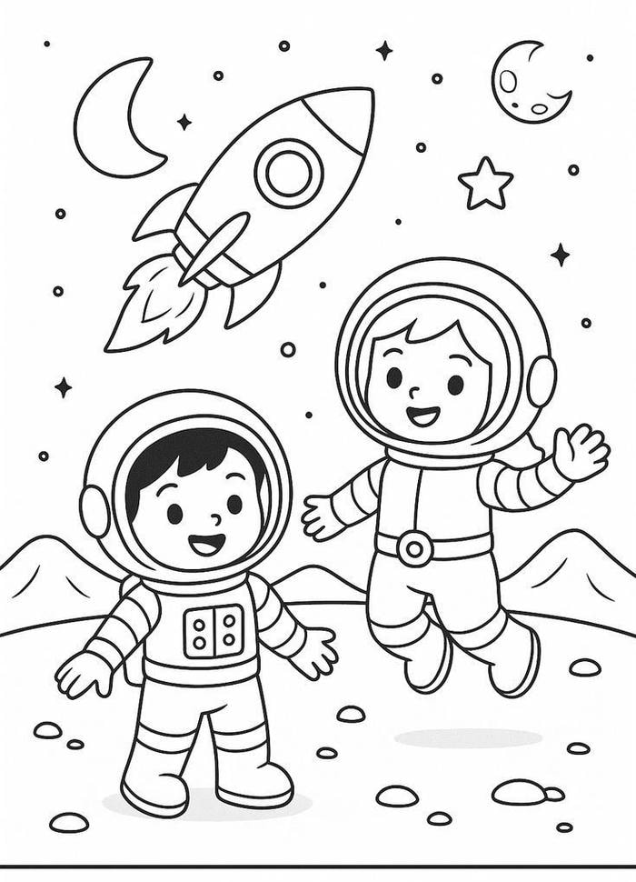 tranh tô màu phi hành gia