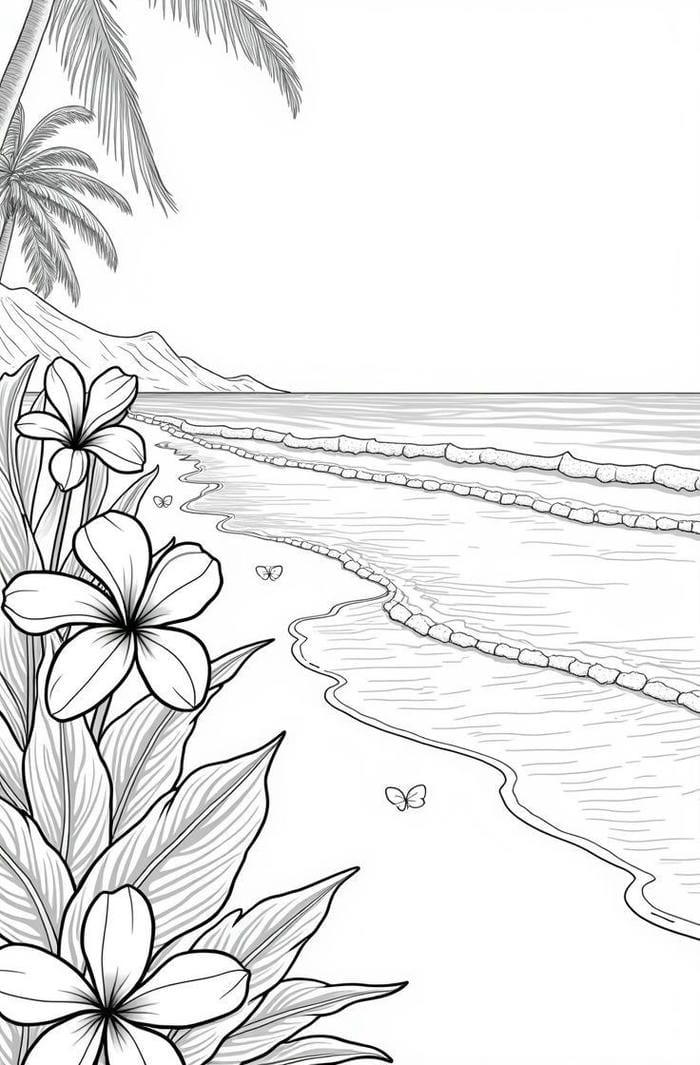 tranh tô màu phong cảnh bãi biển