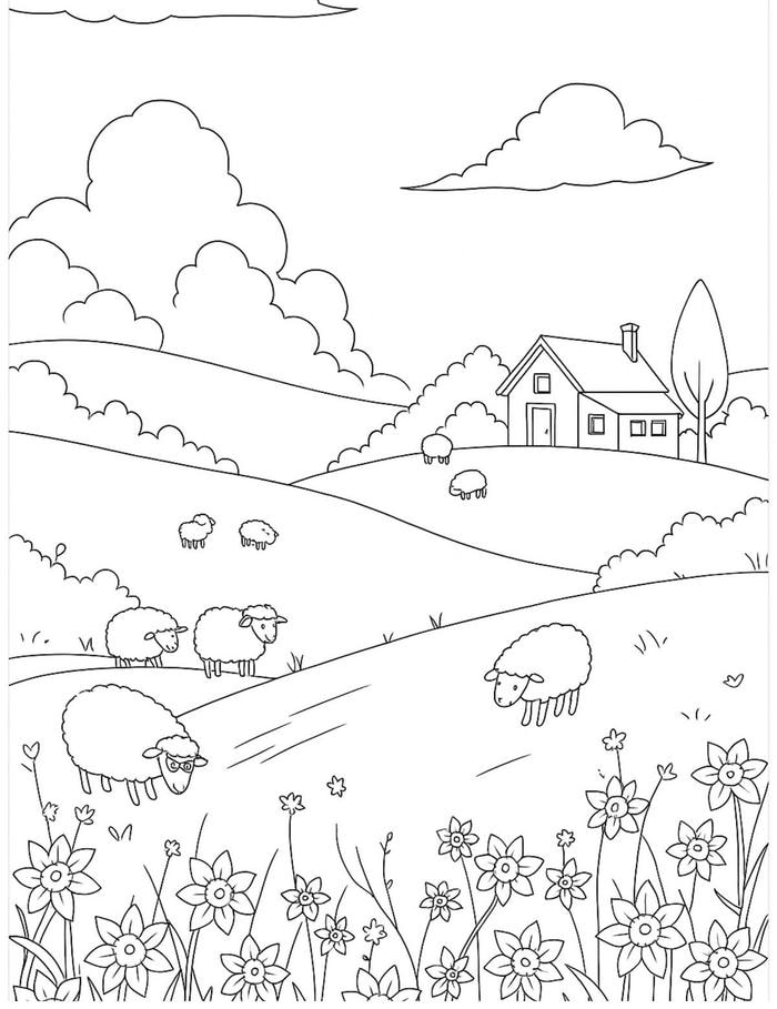 tranh tô màu phong cảnh thiên nhiên