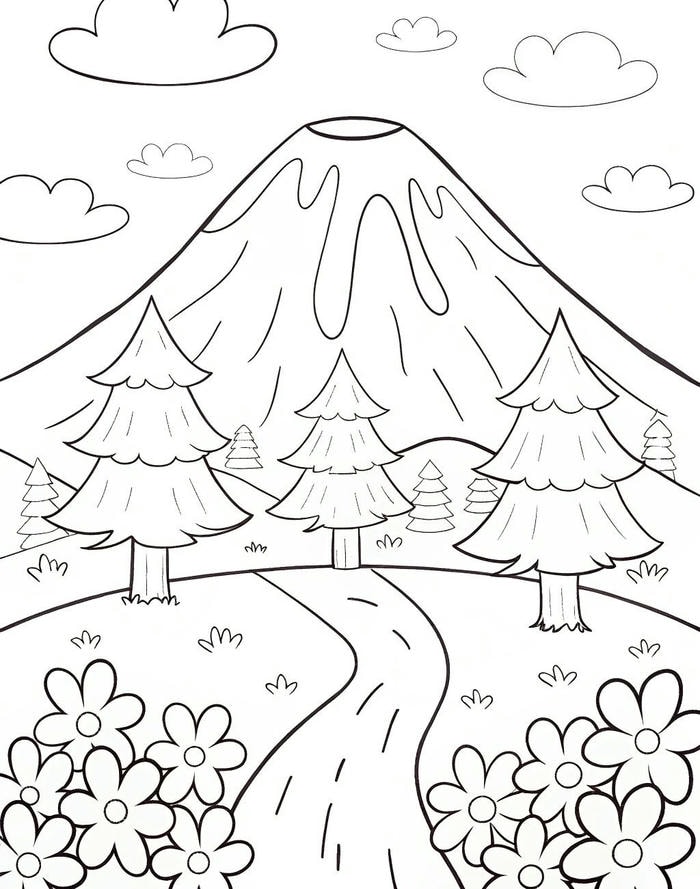 tranh tô màu rừng thông ít rối mắt