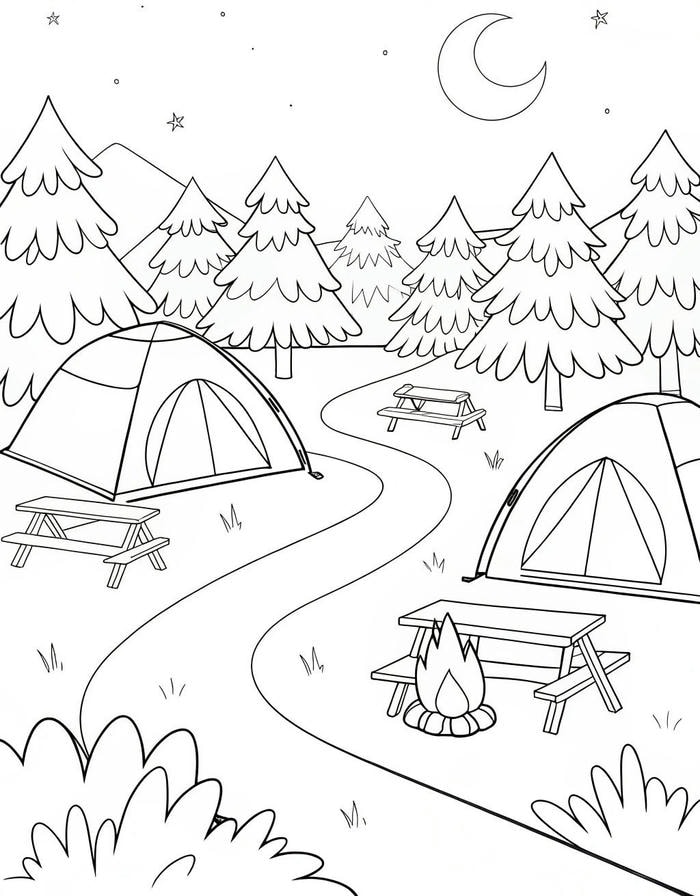 tranh tô màu rừng thông