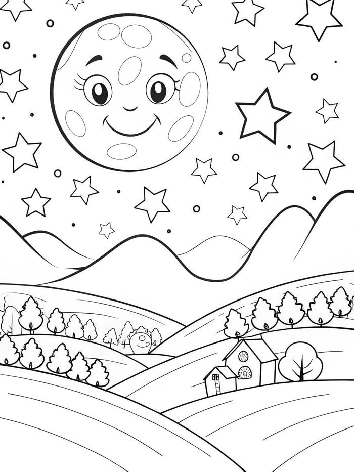 tranh tô màu sao nhỏ dễ thương