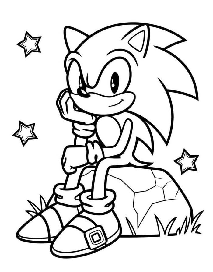 tranh tô màu sonic bố cục rõ chủ thể