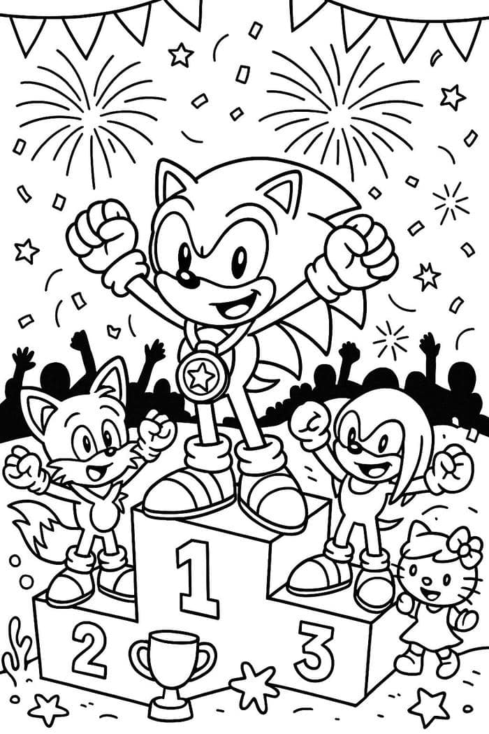 tranh tô màu sonic chiến thắng