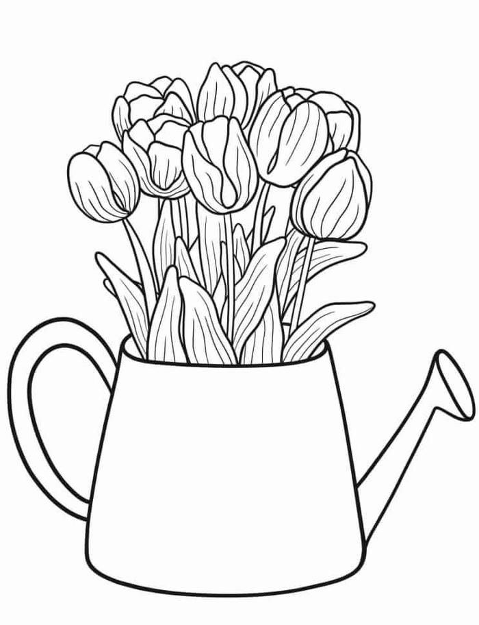 tranh tô màu tulip bố cục thoáng