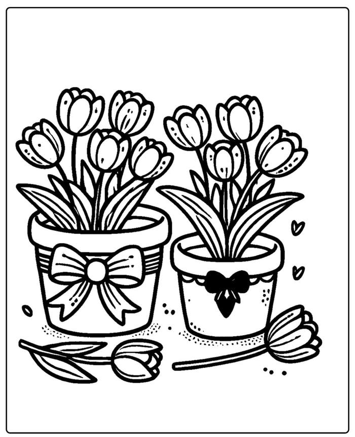 tranh tô màu tulip viền rõ