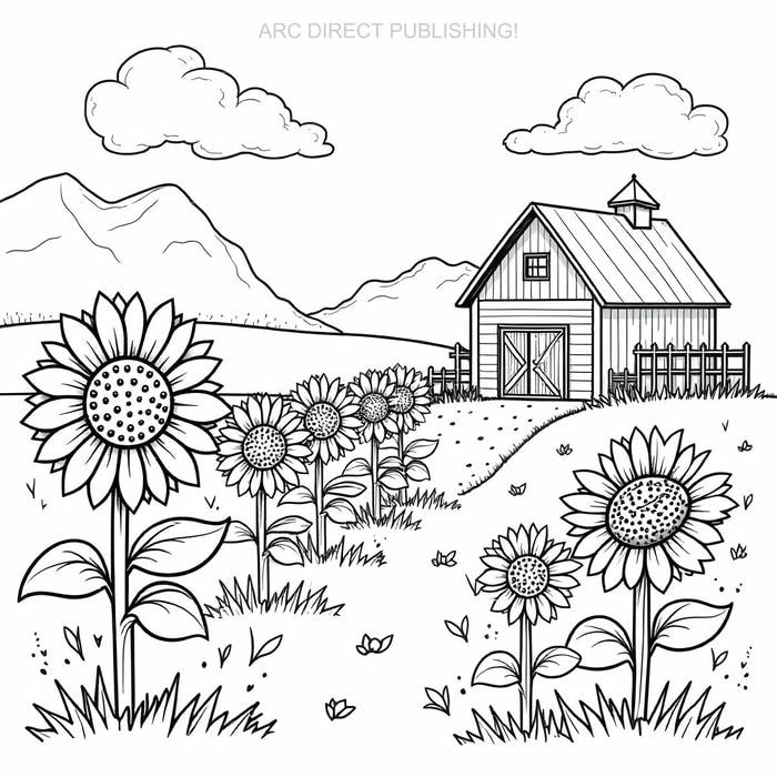 tranh tô màu vườn hoa hướng dương