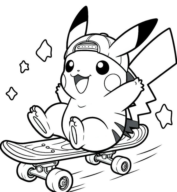 tranh tô pikachu đang chơi vui