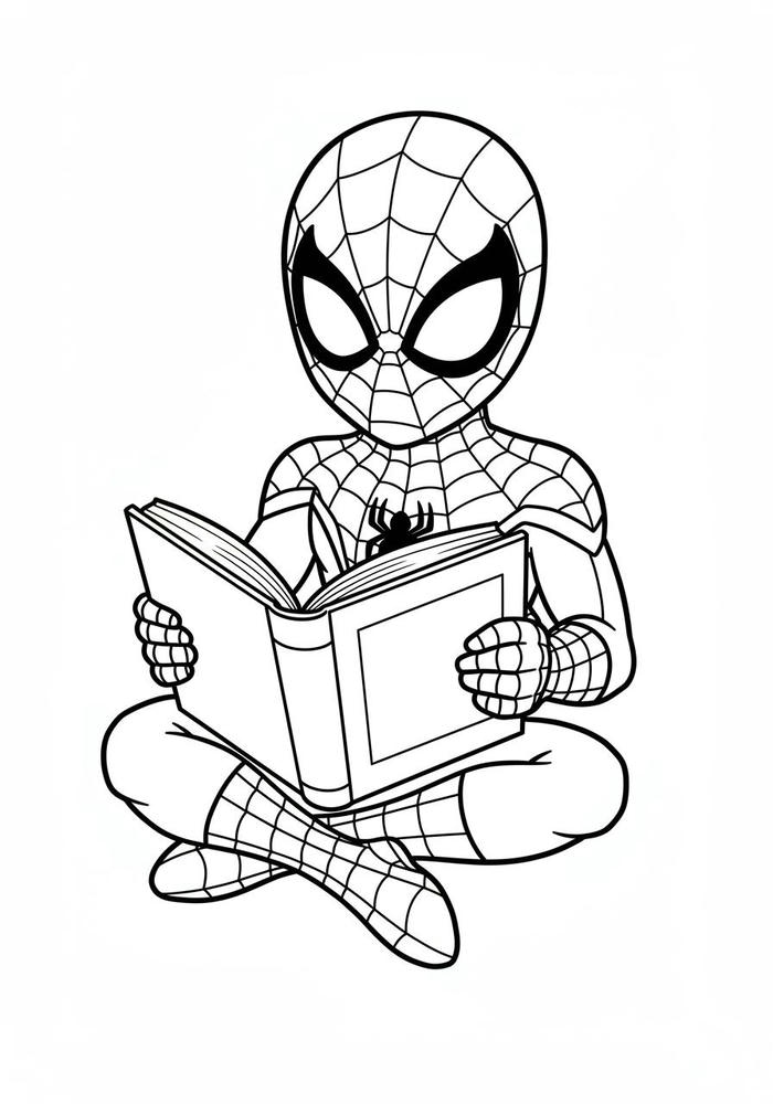 tranh tô spider man đọc sách