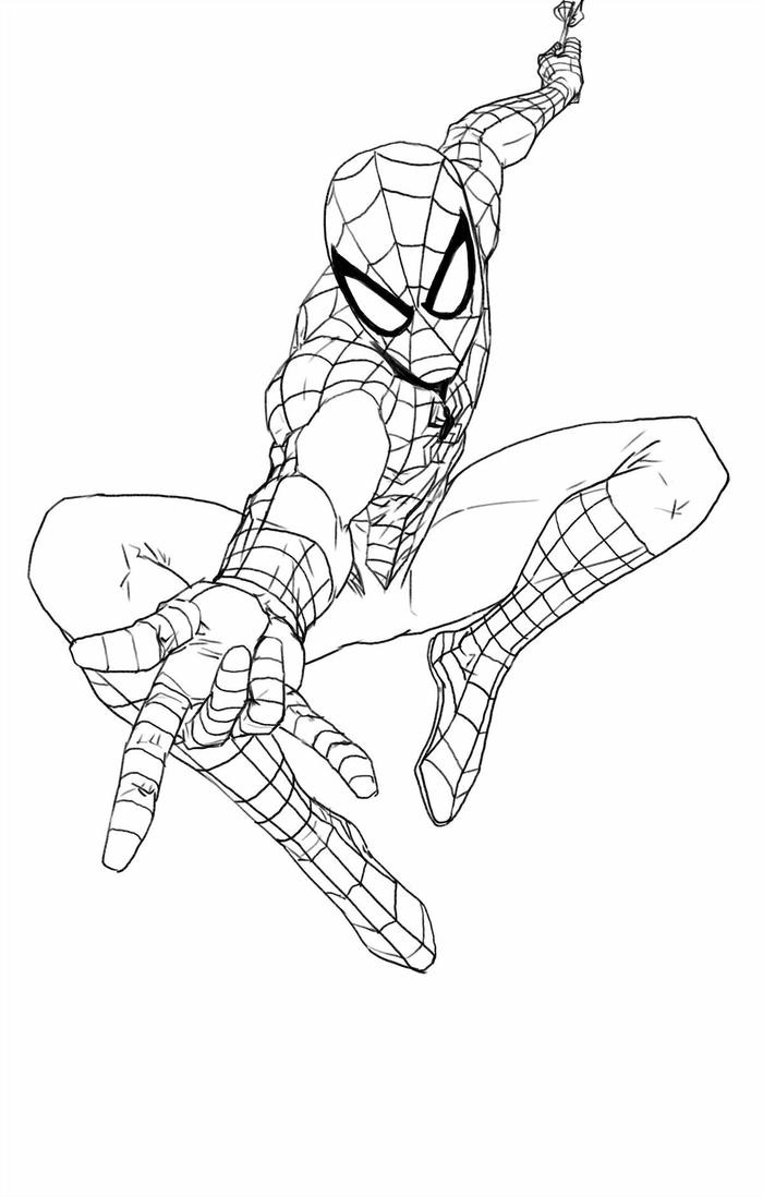 tranh tô spider man giơ tay phóng tơ