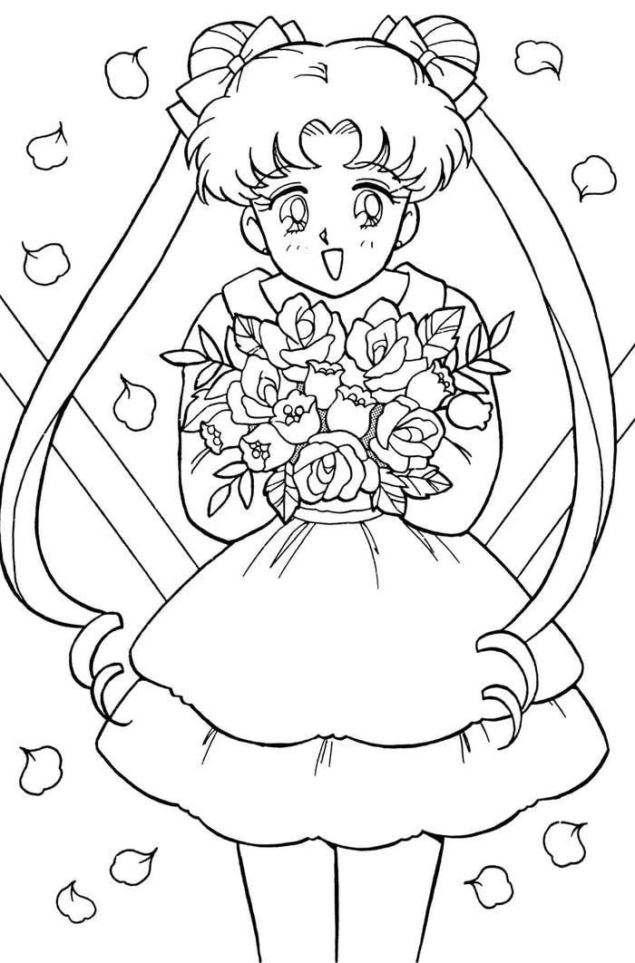 tranh tô thủy thủ mặt trăng tạo dáng