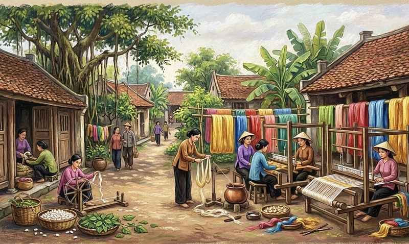tranh vẽ làng nghề truyền thống Việt Nam