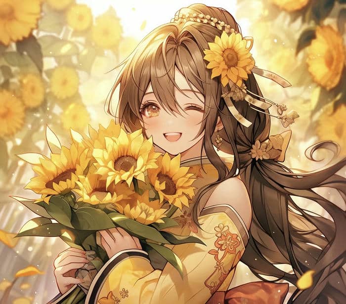 vườn hoa hướng dương anime