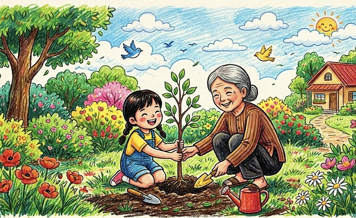 ý tưởng vẽ tranh trồng cây với ý nghĩa sâu sắc