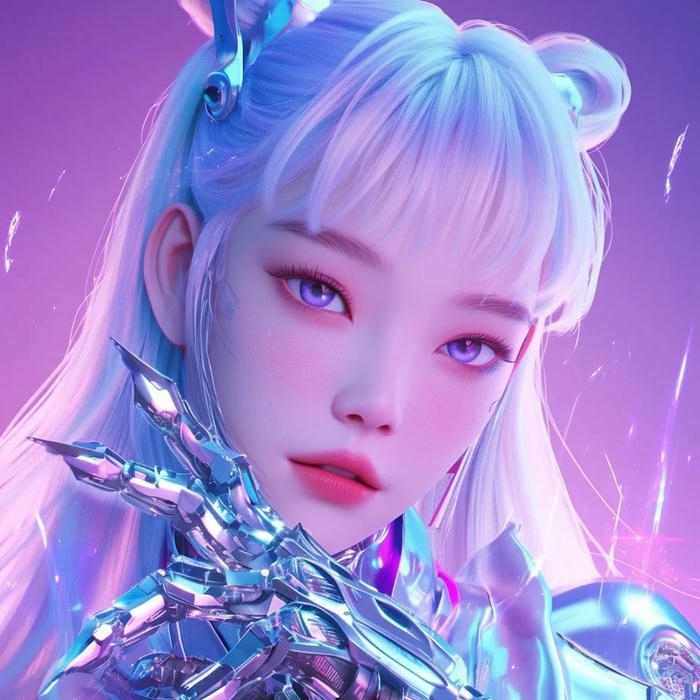Ảnh 3d đẹp cô gái tóc bạch kim rực rỡ sắc màu