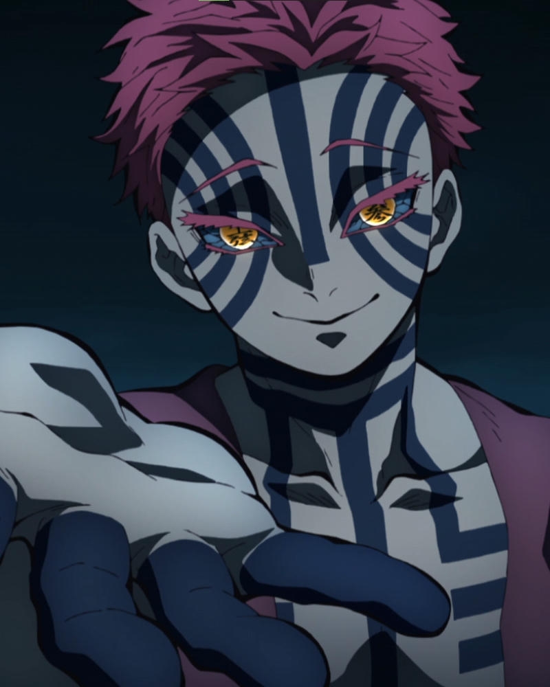 Ảnh Akaza vươn tay về phía trước đầy đe dọa