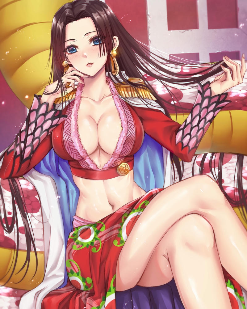 Ảnh Boa Hancock ngồi bắt chéo chân trang phục lộng lẫy