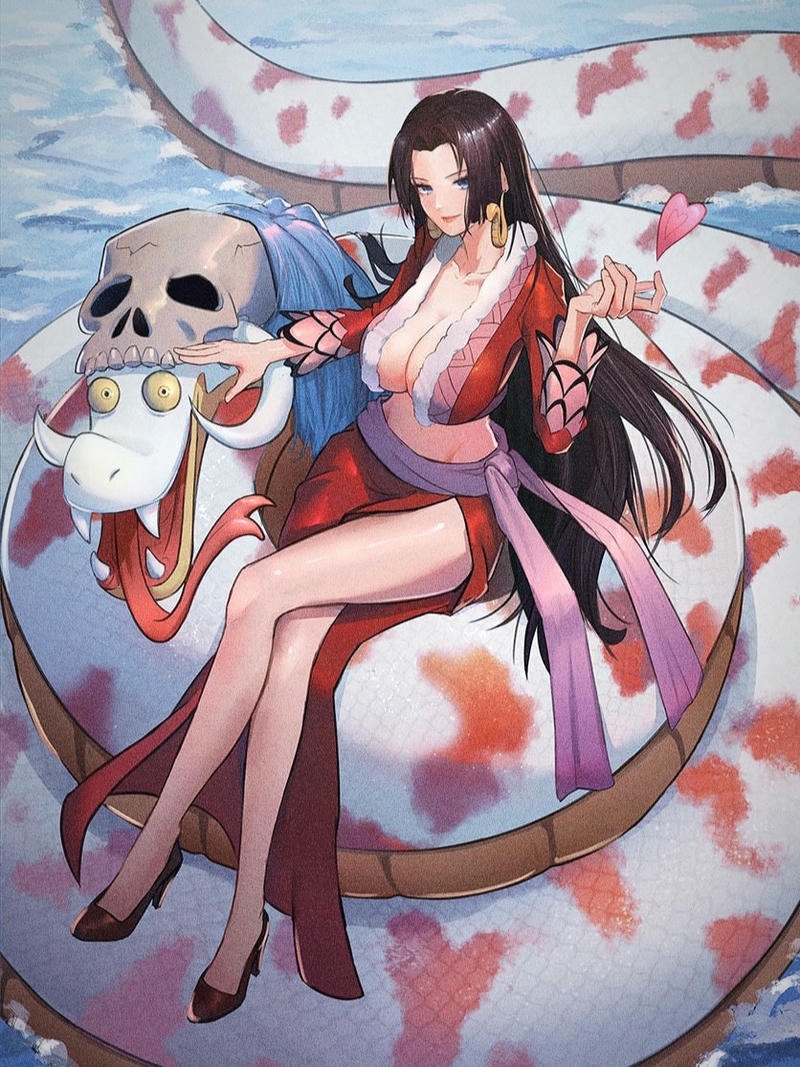 Ảnh Boa Hancock ngồi trên rắn trắng khổng lồ uy nghi