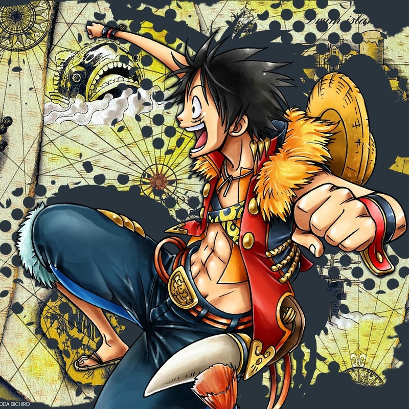 Ảnh Luffy trang phục đai vàng tư thế sẵn sàng chiến đấu