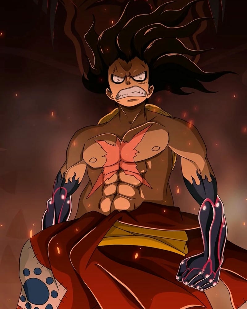 Ảnh Luffy trạng thái Snakeman tóc bay trong gió cực mạnh