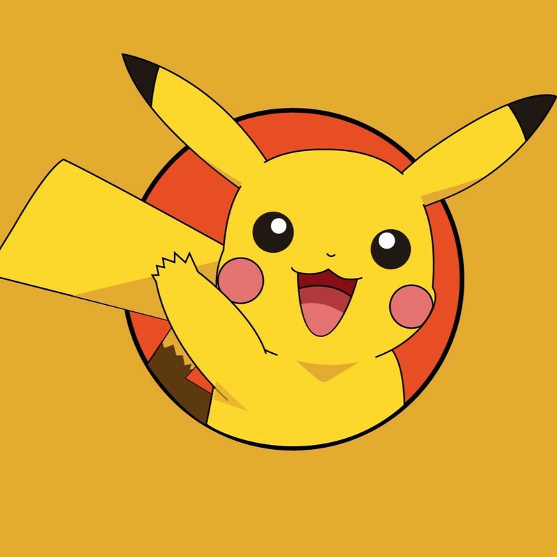Ảnh Pikachu cười tươi trong vòng tròn vàng rực rỡ đẹp