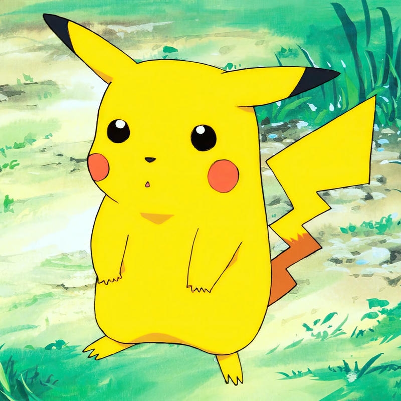 Ảnh Pikachu đứng giữa rừng xanh thiên nhiên tươi mát mắt