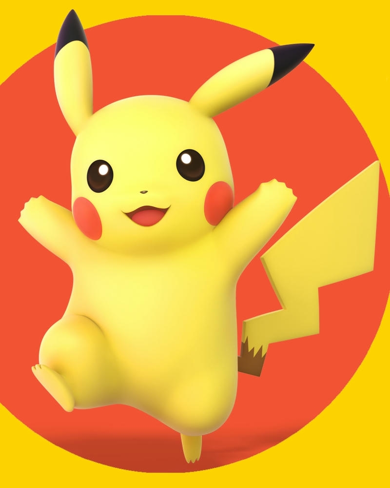 Ảnh Pikachu nhảy lên vui sướng trên nền đỏ may mắn