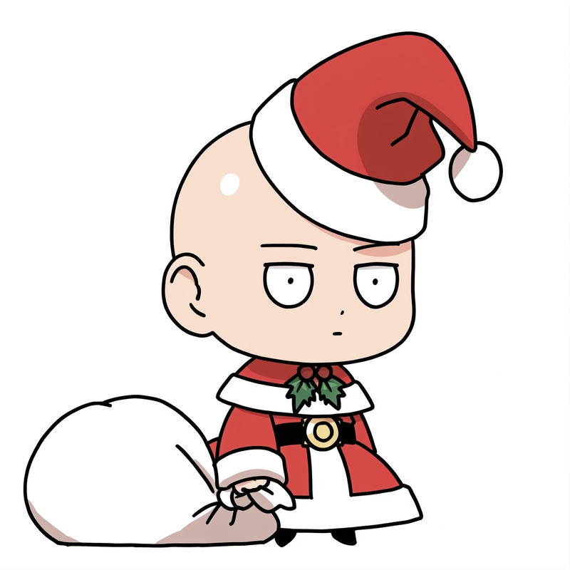 Ảnh Saitama chibi hóa ông già Noel đi phát quà giáng sinh