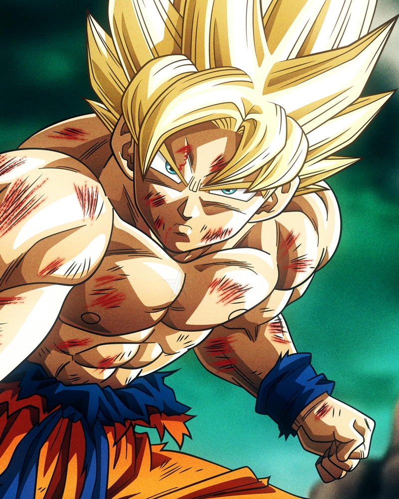 Ảnh SonGoku Super Saiyan cơ bắp săn chắc đầy sức mạnh