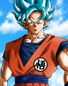 Ảnh SonGoku tóc xanh dương đứng khoanh tay nhìn cực ngầu