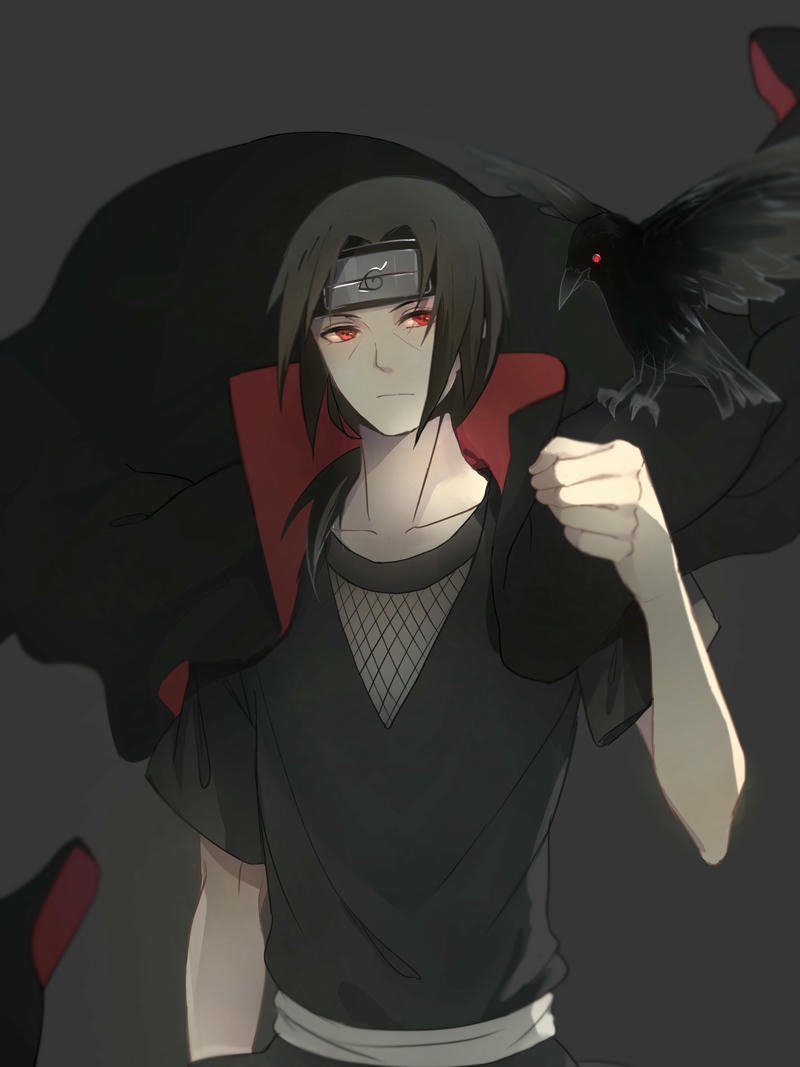 Ảnh Uchiha Itachi buộc tóc đuôi gà mặc áo đen ngầu
