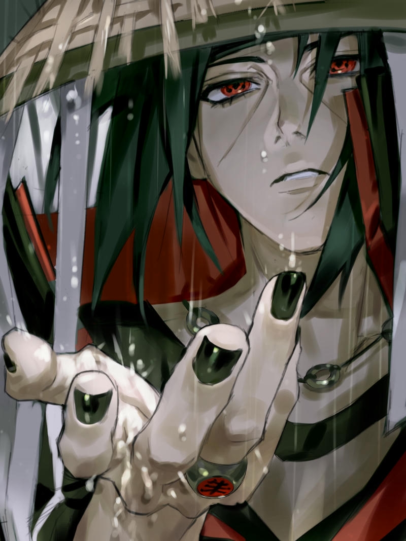 Ảnh Uchiha Itachi đội nón lá che khuất khuôn mặt điển trai