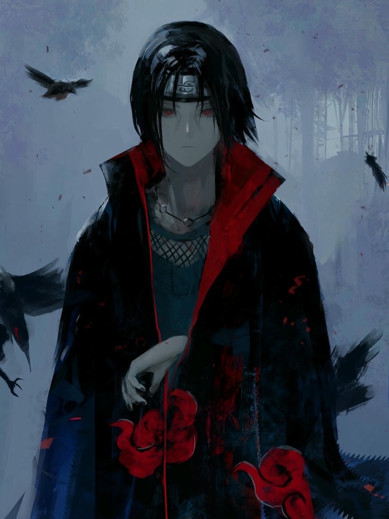 Ảnh Uchiha Itachi đứng một mình giữa trời tuyết rơi lạnh