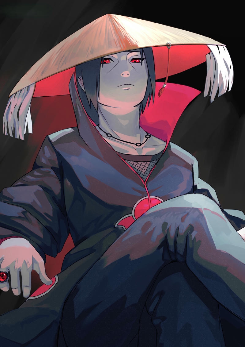 Ảnh Uchiha Itachi ngồi trên ghế tựa dáng vẻ bá đạo