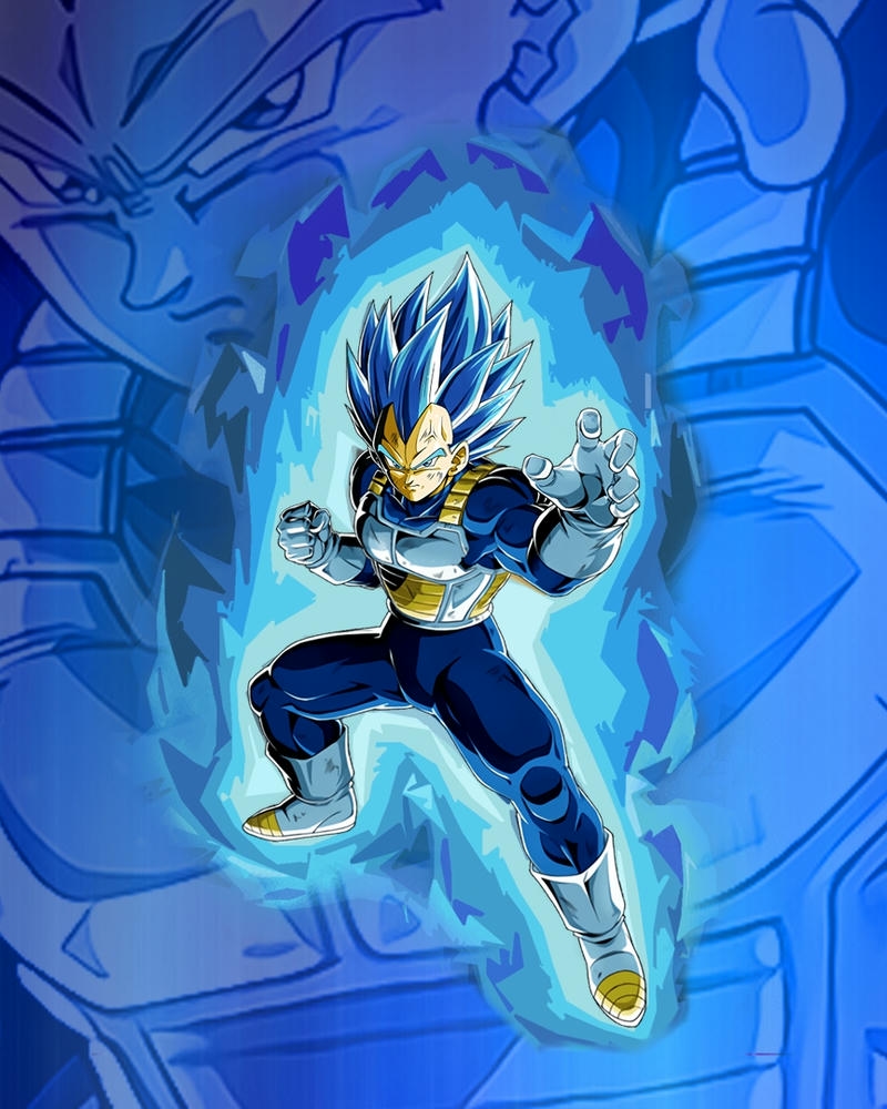 Ảnh Vegeta biến hình tóc xanh hào quang bao quanh người