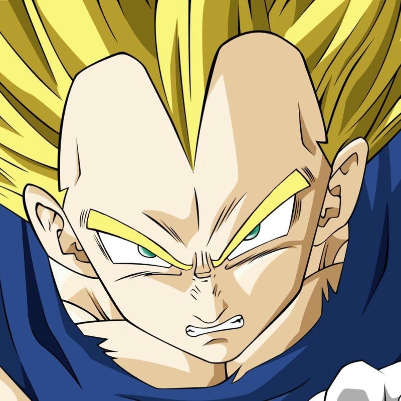 Ảnh Vegeta cận mặt tóc vàng biểu cảm tức giận dữ dội
