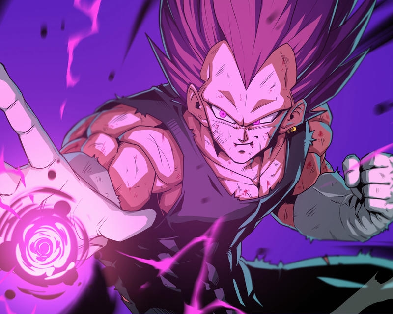 Ảnh Vegeta tóc tím sức mạnh hủy diệt màu tím đen