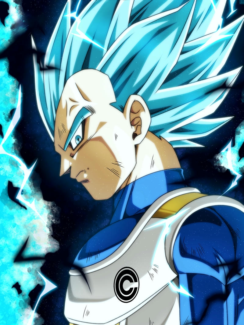 Ảnh Vegeta tóc xanh nhìn nghiêng bóng đen bao phủ ngầu