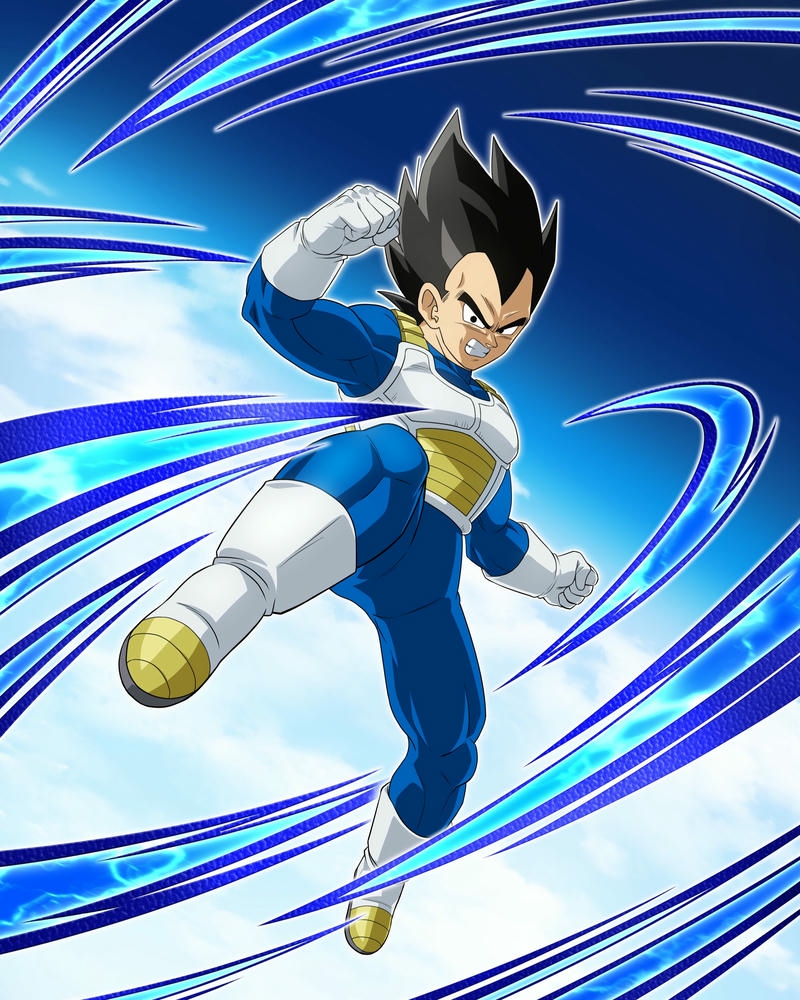 Ảnh Vegeta tóc xanh tung cước đá trên không trung mạnh