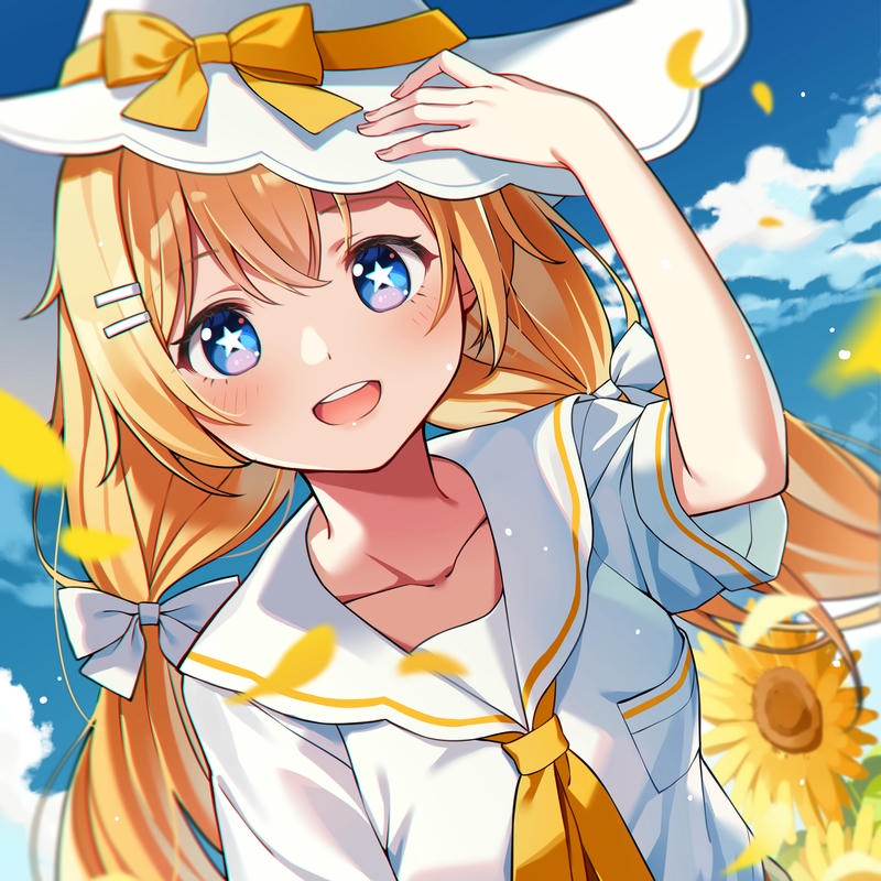 Ảnh avatar hoa hướng dương cô gái tóc vàng mắt xanh