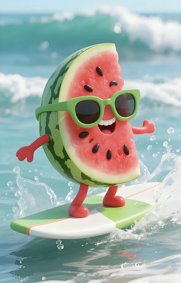 Ảnh chibi dưa hấu đơn giản cute