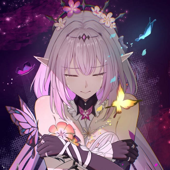 Ảnh đại diện anime buồn cô gái tóc tím bướm đậu