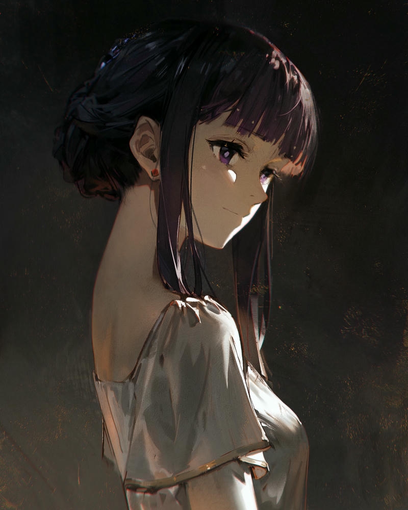 Ảnh fern anime góc nghiêng thần thái buồn bã trong bóng tối