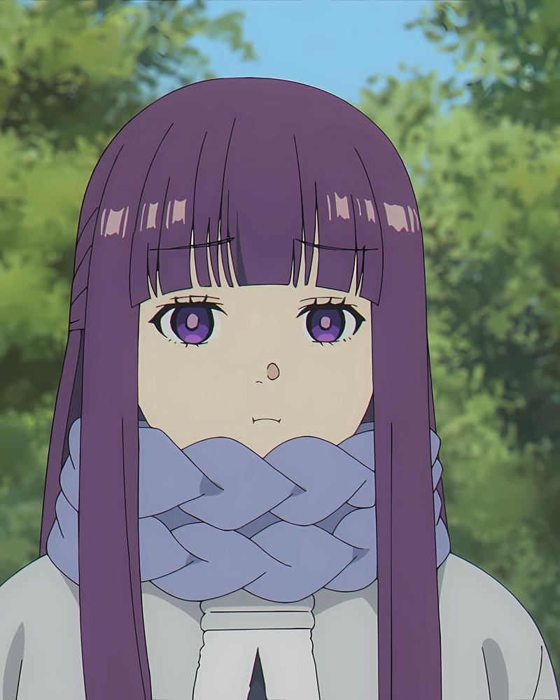 Ảnh fern anime quàng khăn len ấm áp giữa mùa đông lạnh