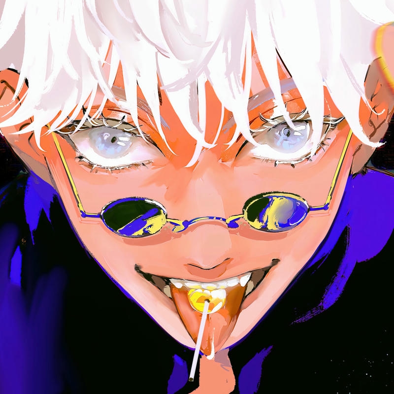 Ảnh gojo satoru anime biểu cảm phấn khích mắt mở to