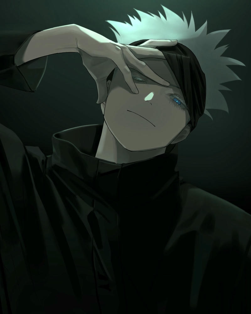 Ảnh gojo satoru anime bịt mắt đen huyền bí trong bóng tối